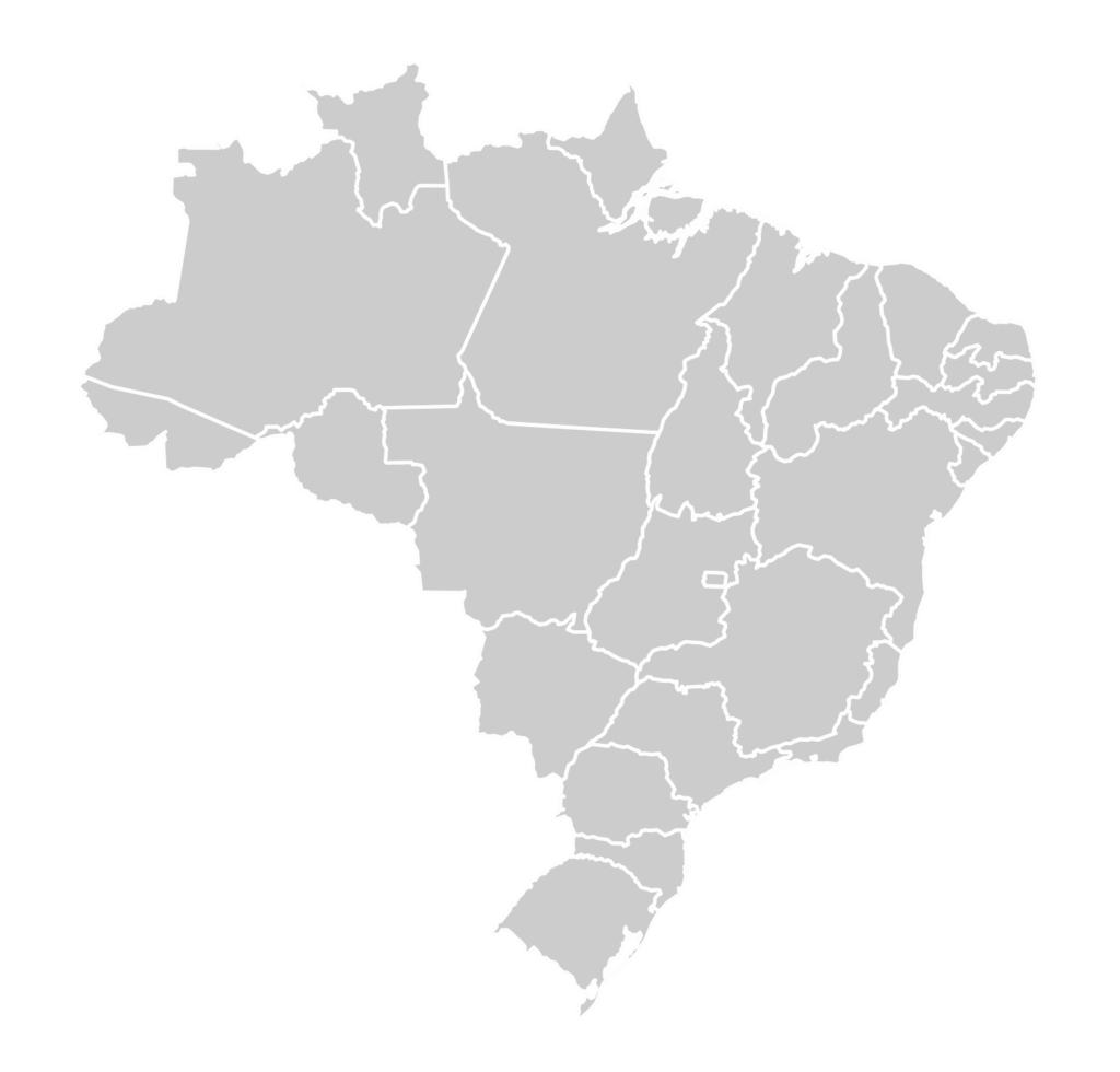 Mapa do Brasil com os estados onde a Universo das Fardas já entregou uniformes